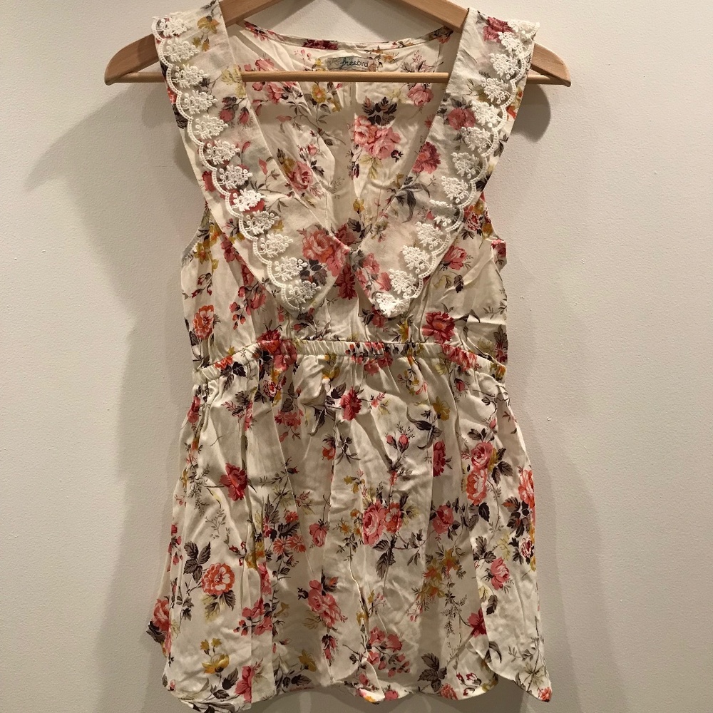 Free Bird Floral Print Tank Blouse